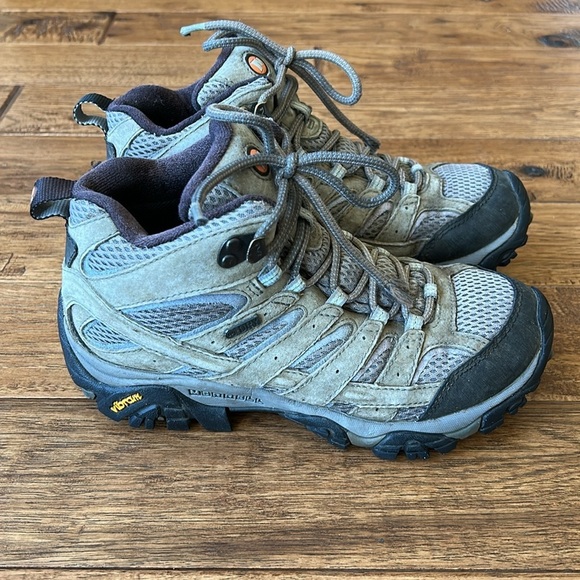 Merrell Moab 2 Mid Waterproof Hiking Boots Granite Tan Womens Size 7 - Picture 1 of 11